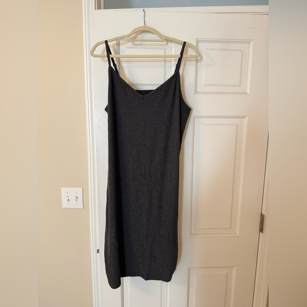 Torrid Nightgown sleep dress, grey ribbed midi dress, plus size sleep shirt 2x